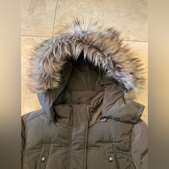 Sam Edelman ● Dark Grey Long Winter Jacket with Fur Lined Hood - Picture 3 of 5